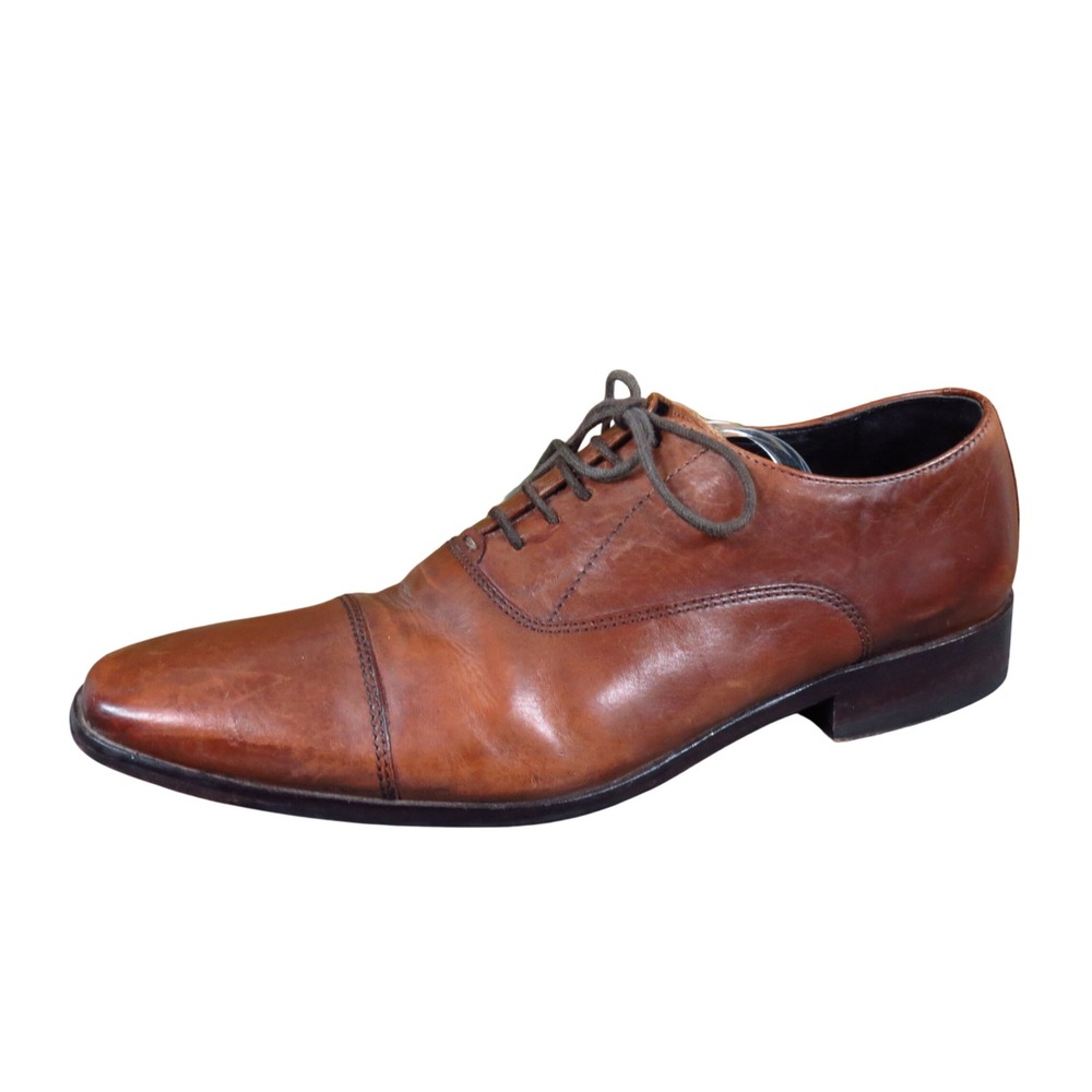 Calibrate Cap Toe Mens Oxford Dress Shoes Size 8M Formal Business Brown Leather